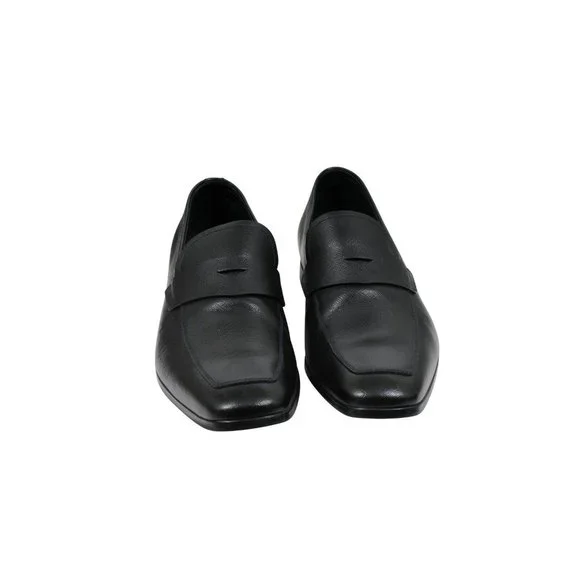 Prada Mens Penny Loafers US 8.5 UK 7.5 Black Saffiano Leather Slip On Moccasins - Picture 2 of 10